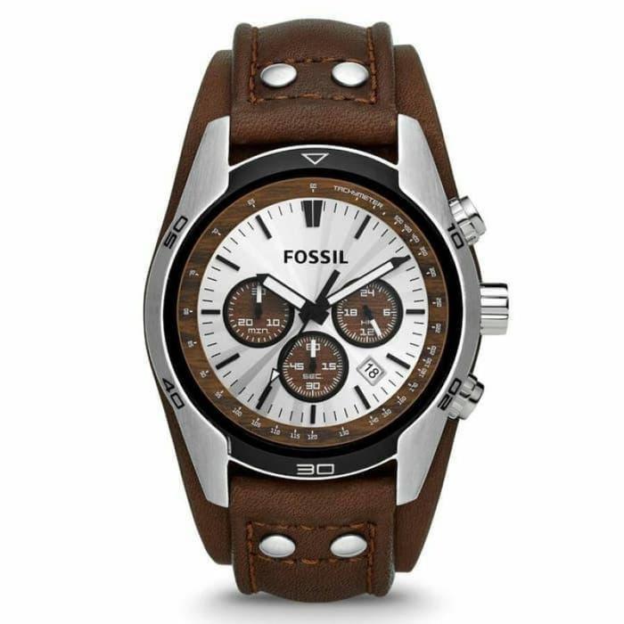 Fossil CH2565 Silver Brown Jam Tangan Pria Original