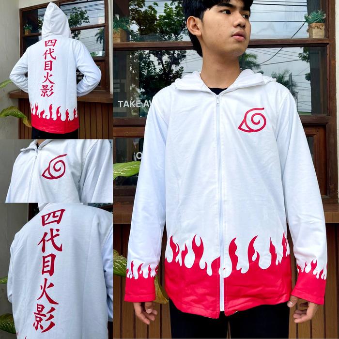 Jaket Jubah Outer Minato Namikaze Anime Manga Naruto Shippuden Wibu Otaku Konoha Cosplay Ninja