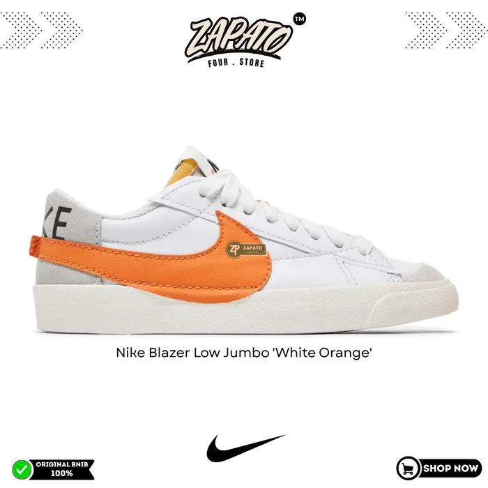 Sepatu Nike Blazer Low Jumbo 'White Orange' Original Brand New In Box