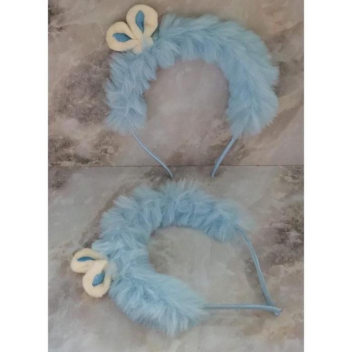 EVY-510 dgf-4 IWD Headband Bandana Bulu Pompom Bando Chibi Kuping BD-004`Warna Lembut Ikat Rambut Ak