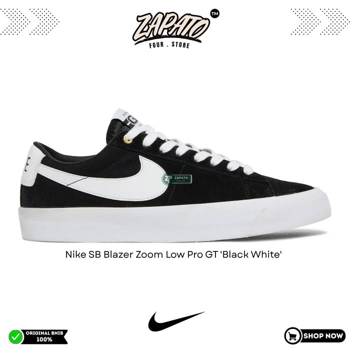 Sepatu Nike SB Blazer Zoom Low Pro GT 'Black White' Original Brand New In Box