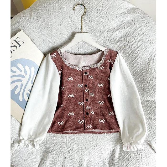 GFS Pita Ribbon Blouse Suede Combi Crepe