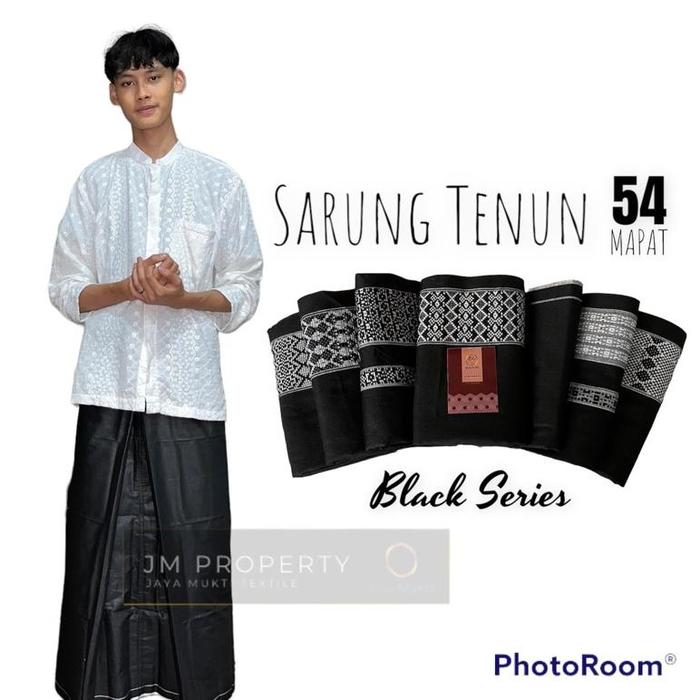 df-7 ghs-55 SARUNG TENUN HITAM POLOS DOBBY SABUK Berkualitas Berkualitas