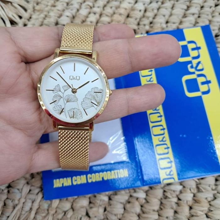 JAM TANGAN WANITA Q&Q QnQ QQ QA21 GOLD ORIGINAL