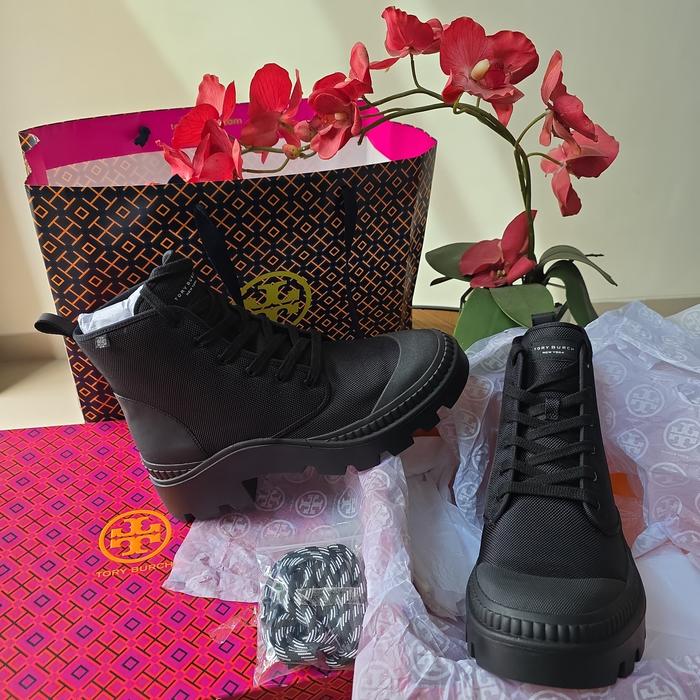Tory Burch 100% Original Baru Camp Sneaker Boot Nytech Future Ballistic Plain Weave Size 41-43 / US 