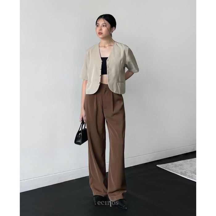 Ecinos - Spring Top Semiwool-Cotton Cropped Relaxed Fit