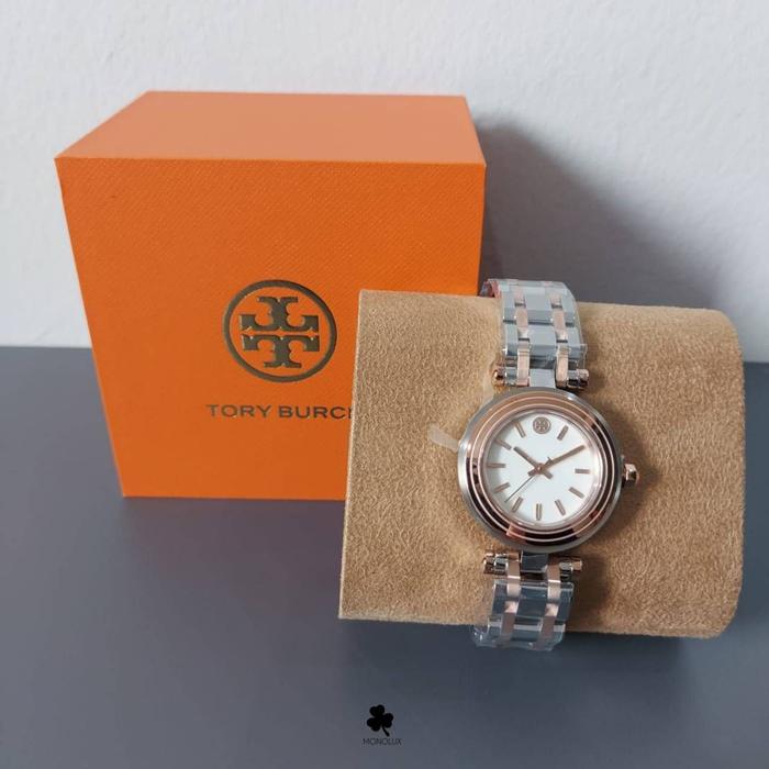 nwt jam T*ory Burch TBW9011 Multicolor Classic T Stainless Steel Watch