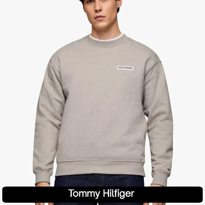 Tommy Hilfiger Monogram Heavy Twill Sweatshirt Relaxed Fit Sweater Pria - Light Wheat
