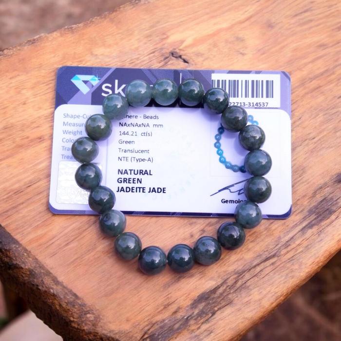 Bracellet Jadeite Jade Giok Burma Type A Gelang Giok Burma Include Sertifikat Memo