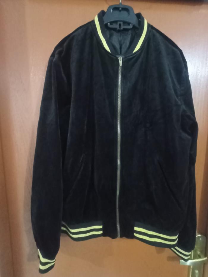 Zara Man Black Gold Velvet Bomber Jacket