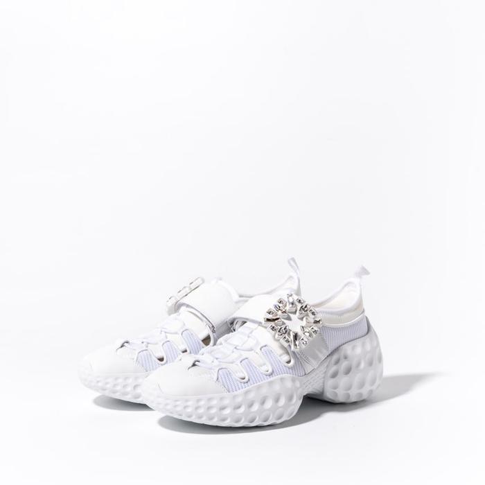 ROGER VIVIER Viv' run light trekky fabric sneakers White