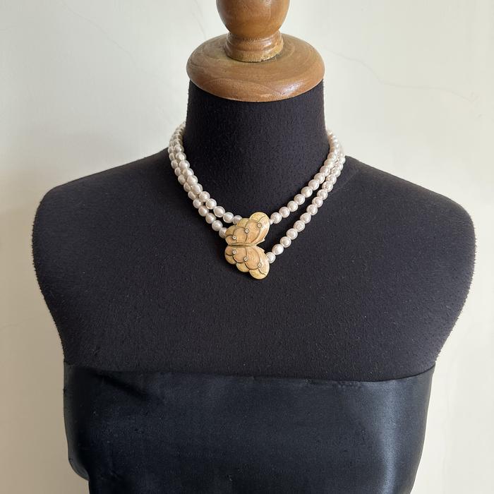 KJL for Avon Butterfly Faux Pearl Necklace