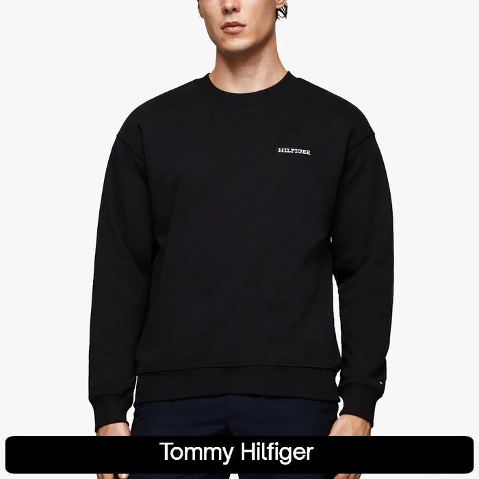 Tommy Hilfiger Monogram Heavy Twill Sweatshirt Relaxed Fit Sweater Pria - Black