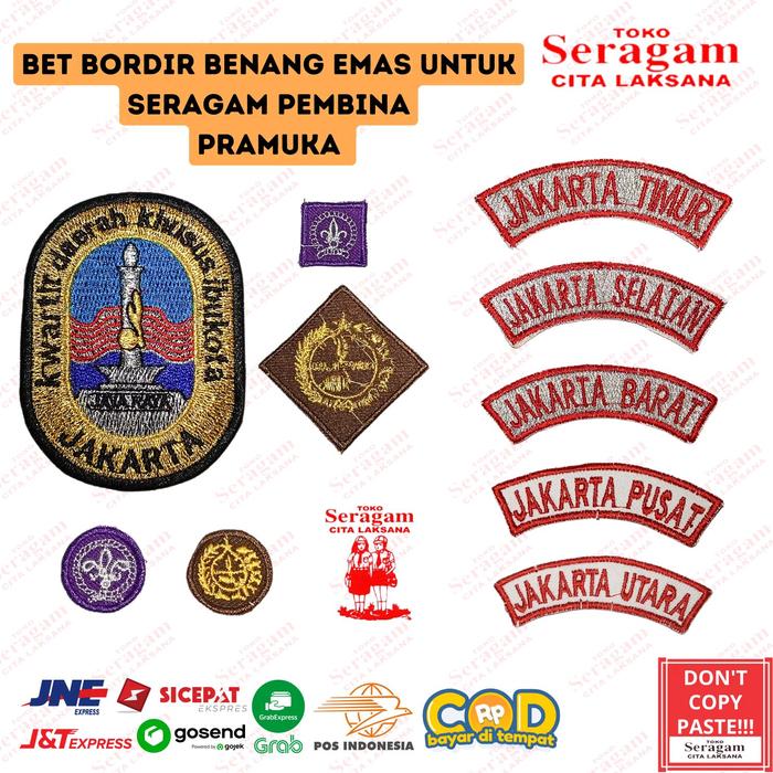 Bet / Badge / Atribut Bordir Benang Emas Seragam Pembina Pramuka