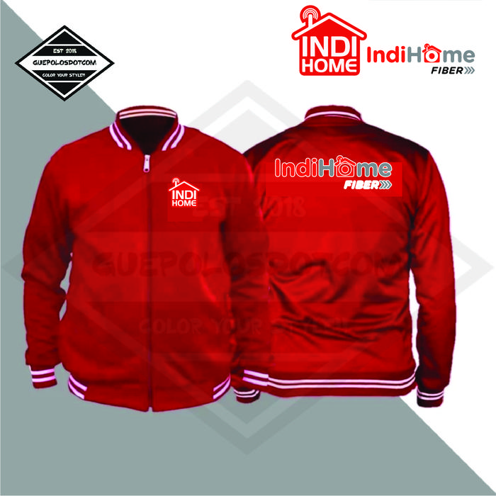 JAKET VARSITY ZIPPER INDIHOME FIBER - Jaket Varsity Zipper Indihome Fiber - JAKET INDIHOME FIBER