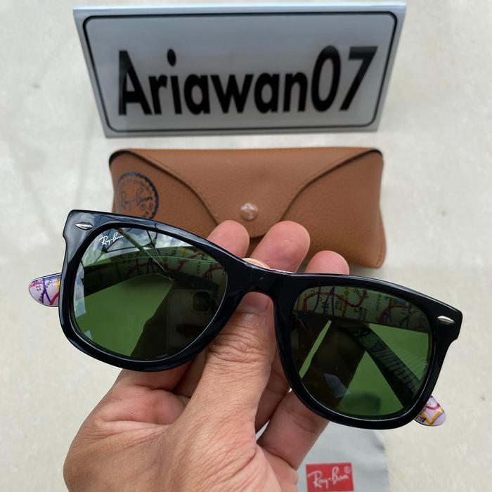 kacamata rayban wayfarer rb 2140 904 kaca hijau sz 50