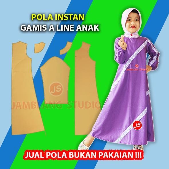 POLA INSTAN GAMIS A LINE ANAK-ANAK [ POLA BAJU JAMBLANG STUDIO ]
