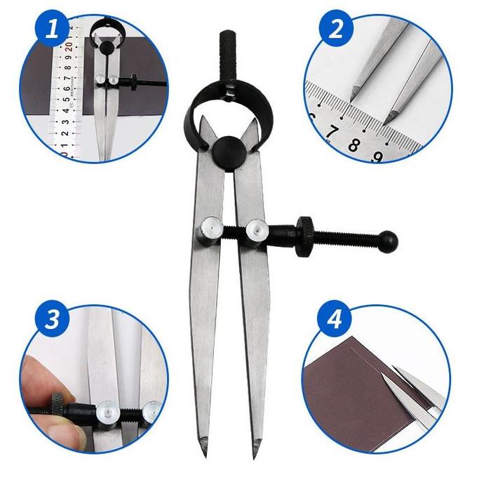 Jangka Alat Kerajinan Kulit Stainless Jangka Kompas Jangka Rotring Penanda Adjustable Lock Sistem Li