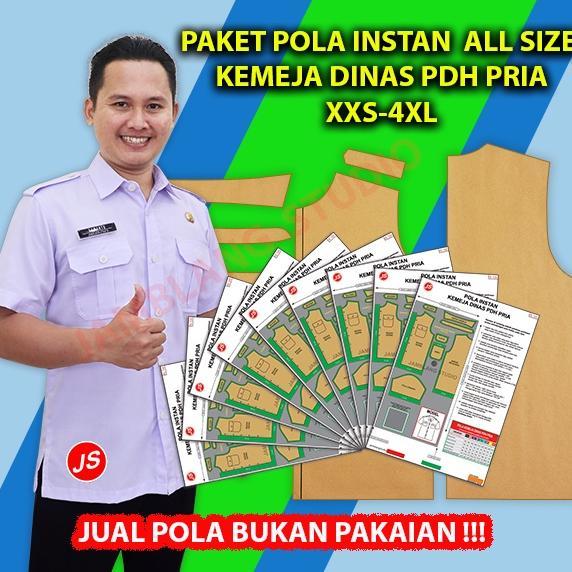 PAKET 9 SIZE POLA INSTAN KEMEJA DINAS PDH PRIA ALL SIZE [9 SIZE XXS-4XL] POLA JAMBLANG STUDIO