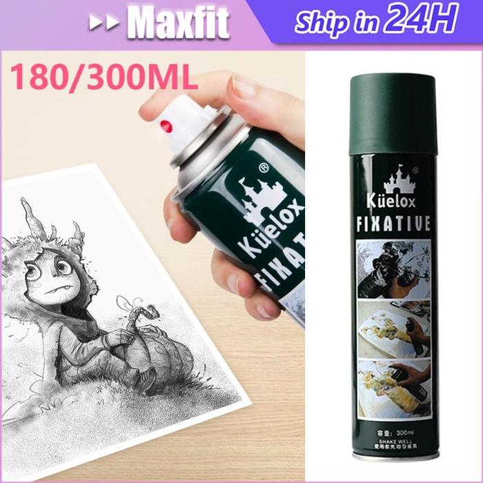 300Ml Kuelox Fixative Spray Lukis Drawing Professional Spray Varnish Lukisan Pelindung Lukisan Pensi