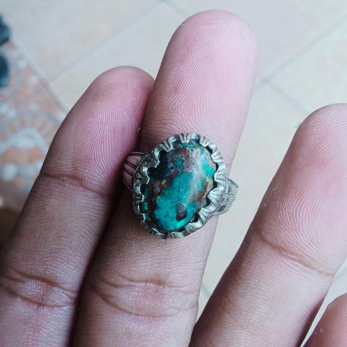 Cincin Batu Pirus Asli Emban Perak