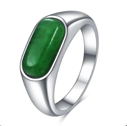 Cincin Original Stainless Agate & Lapis Lazuli Long Oval Stone Tahan Karat