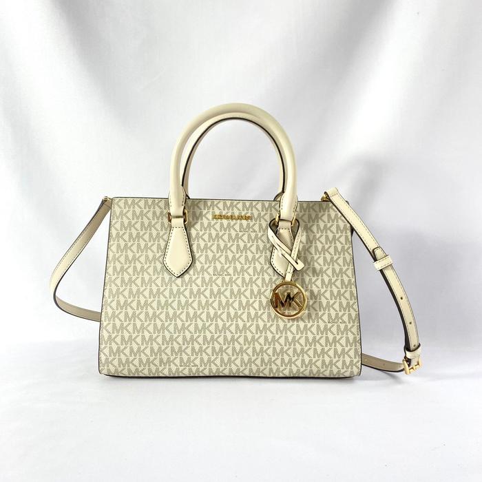 tas wanita mk sheila medium satchel light cream vj