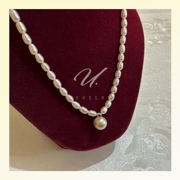 Kalung Mutiara Asli AAAA Baby Pearl Super Pengikat Silver 925 Seven Luck Laut Lombok Selatan