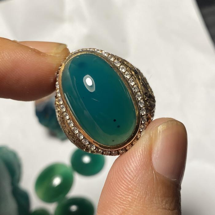 Batu akik hijau garut cikolak ring perak