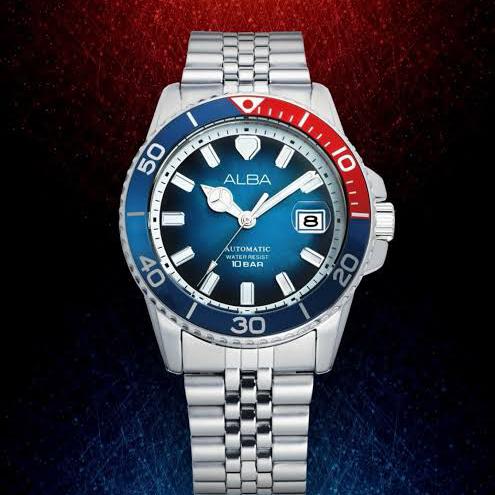 JAM TANGAN ANALOG PRIA ALBA AU4051X1 / AU4051 / AU4051X MECHANICAL AUTOMATIC MOVEMENT PEPSI BLUE DIA