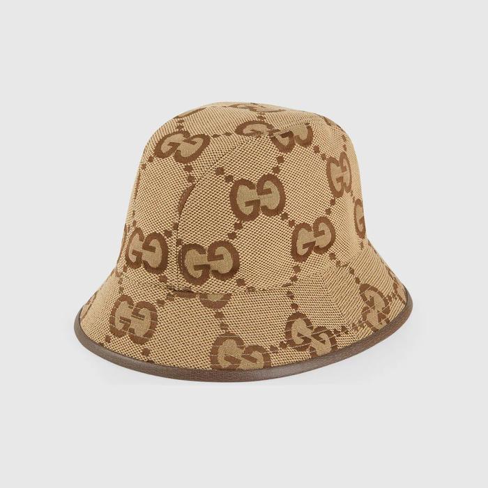 Gucci GG SUPREME CANVAS BUCKET HAT BROWN 100% Authentic Only