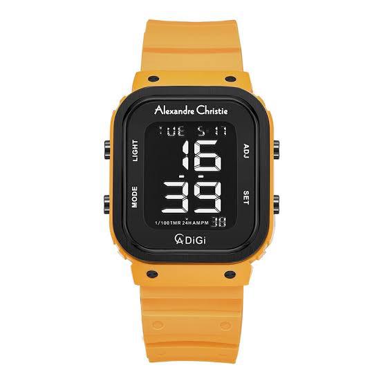 ALEXANDRE CHRISTIE 9357 / AC 9357 MH RIPBAYL / AC9357 / AC 9357 MH BLACK DIGITAL DIAL YELLOW RUBBER 