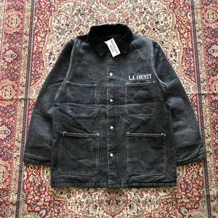 Jaket Vintage County issue chore coat denim jacket vintage chore denim jacket F583