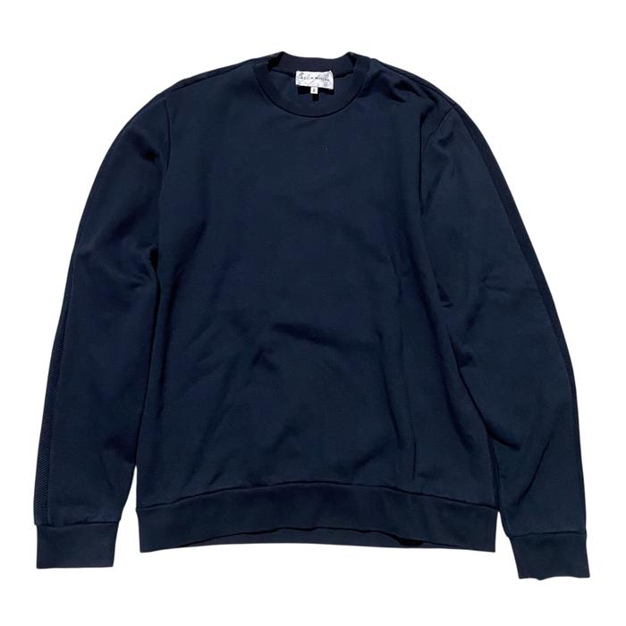 Aeca white blake patch deep navy crewneck