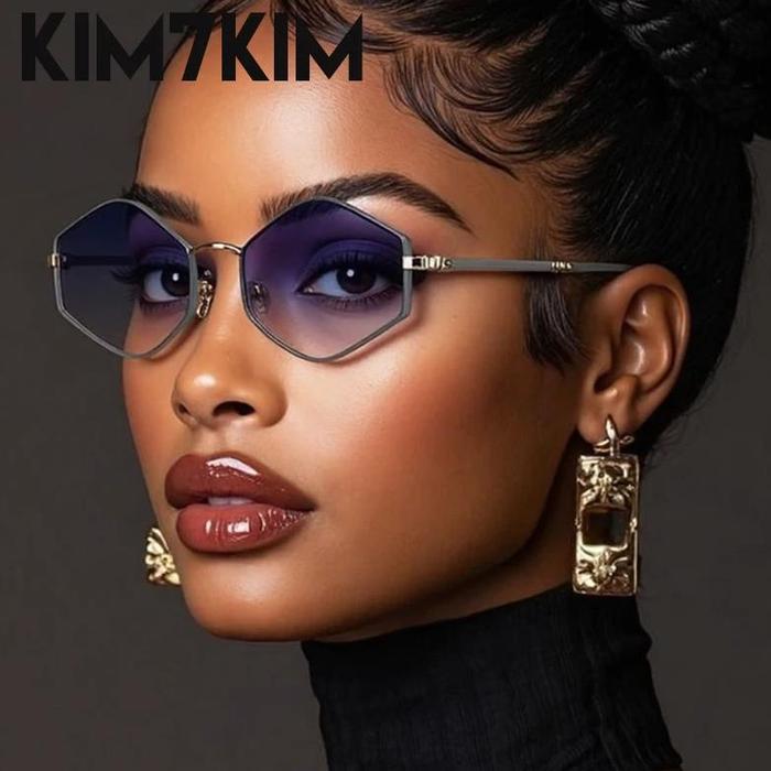 Small Frame Steampunk Hexagon Sunglasses Women 2025 Luxury Brand Polygon Irregular Punk Sun Glasses 
