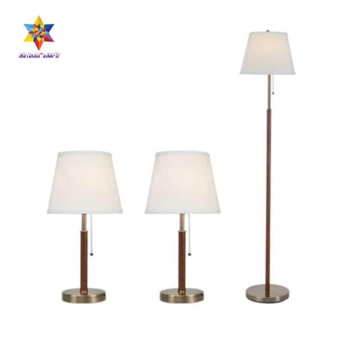 Lampu set 3 pcs Eglare new - lampu kamar & ruang tamu 3 pcs walnut