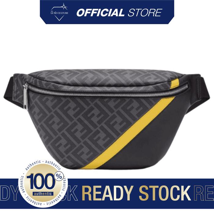 Fendi FF Logo Diagonal Yellow Black Waistbag