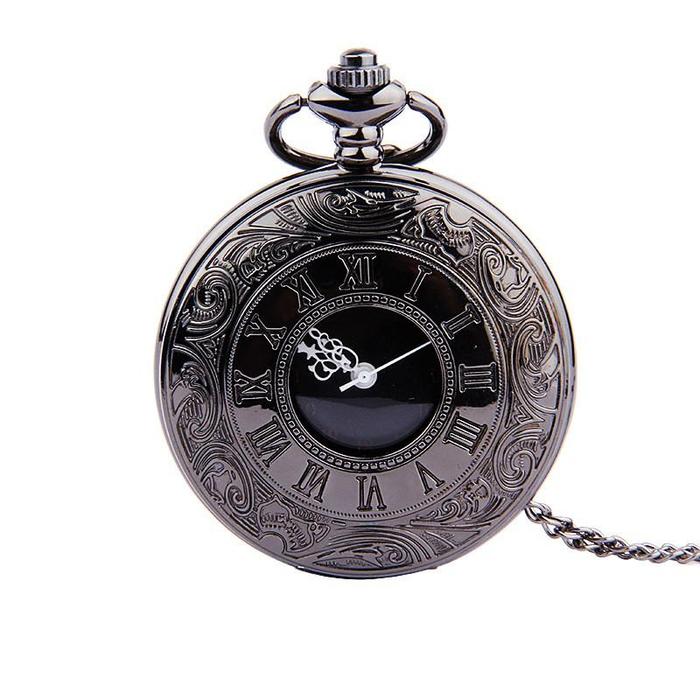 Classic Black Vintage Lolita Gothic Pocket Watch Jam Saku Old Gantung