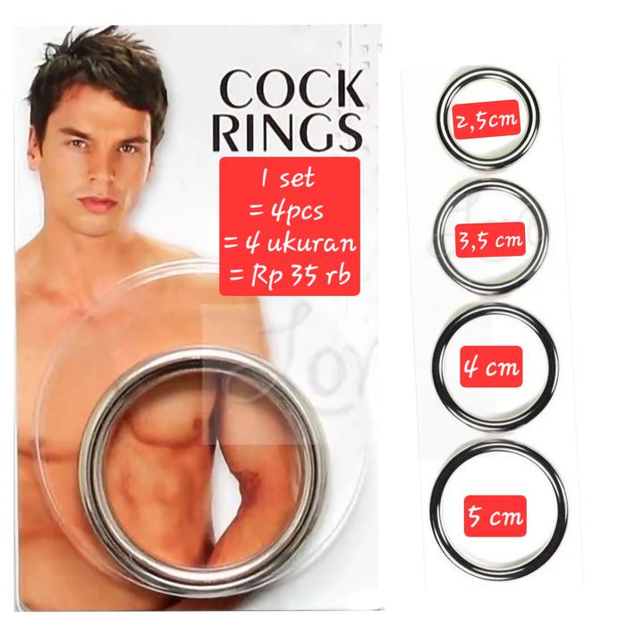 Stainless Metal CockRing Delay Ring 1 set = 4 pcs = 4 ukuran