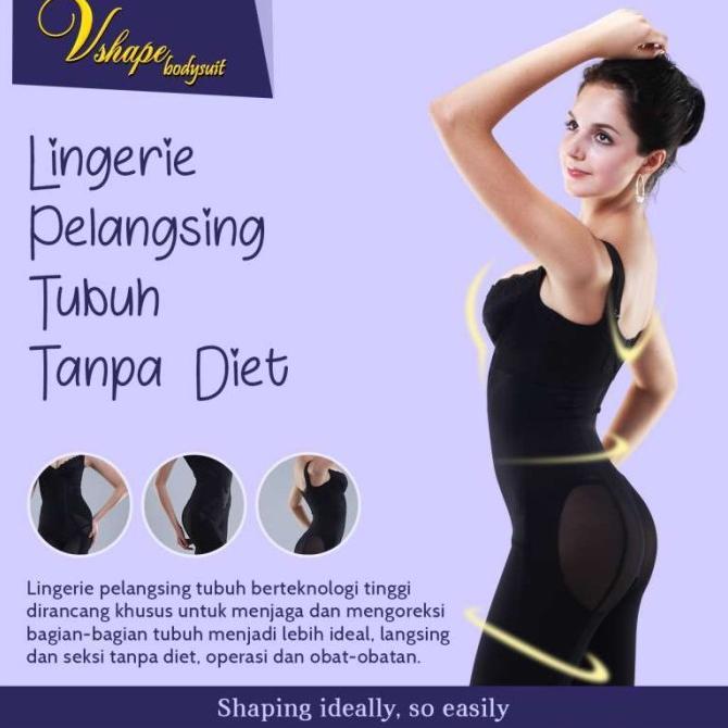 JUAL VSHAPE BODYSUIT - LINGERIE PELANGSING TUBUH TANPA DIET 1PCS