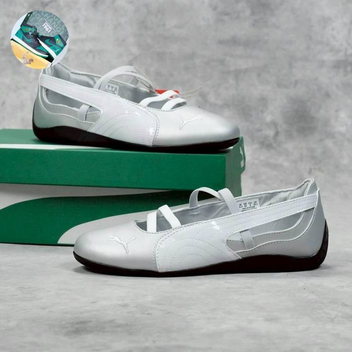 SEPATU PUMA SPEEDCAT BALLET SILVER WHITE BLACK ORIGINAL VIETNAM -39