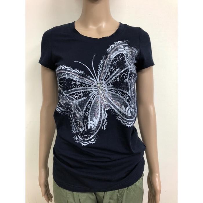 Garis Kupu-kupu | Kaos Outer Vision Atasan Wanita Atasan Musim Panas untuk Wanita Inggris Kaos Grafi