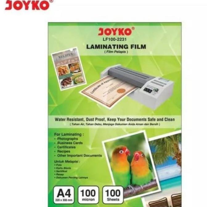 Plastik Laminating A4 100 Micron Joyko / (1pak)