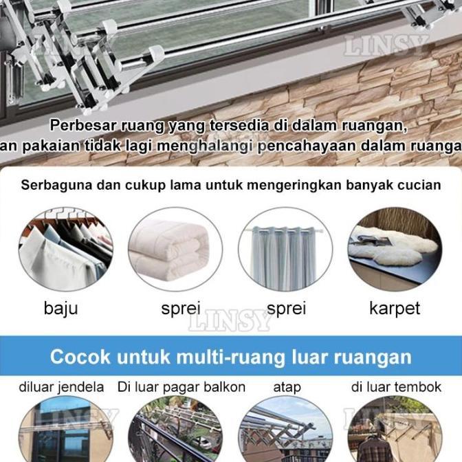 Jemuran Dinding Lipat Stainless 2 Meter Jemuran Baju Pakaian Dinding Jemuran Lipat Dinding