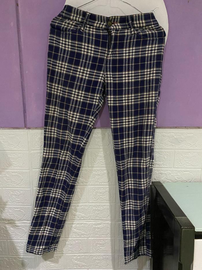 celana tartan wanita preloved