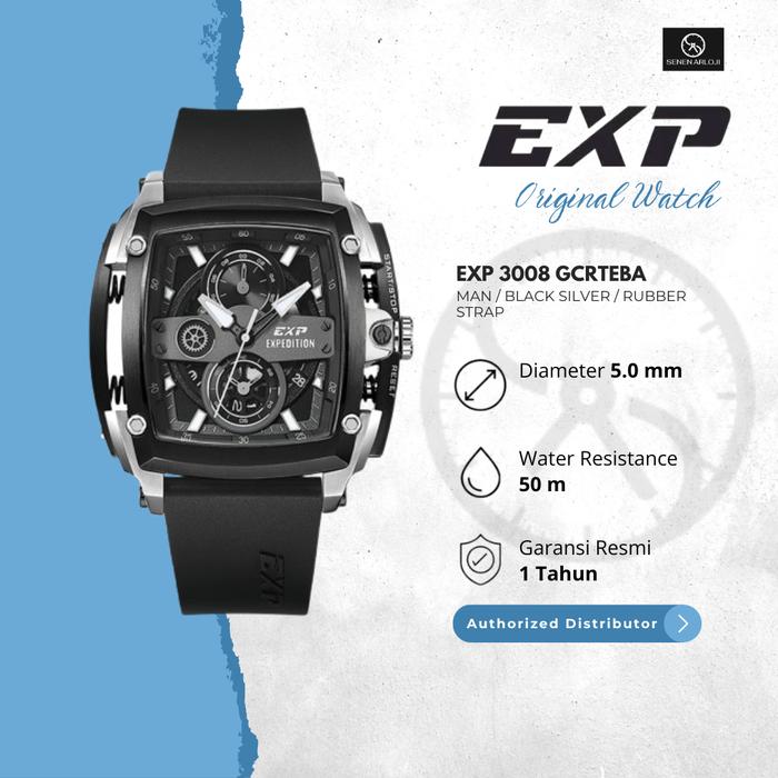 EXPEDITION E3008 / 3008 - JAM TANGAN PRIA ORIGINAL - BLACK SILVER
