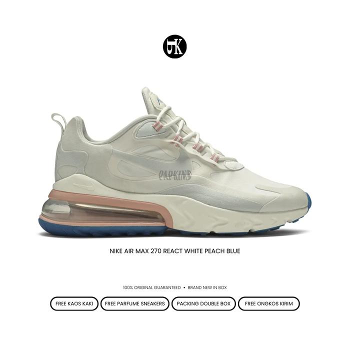 sepatu nike air max 270 react white peach blue original BNIB / sneakers wanita