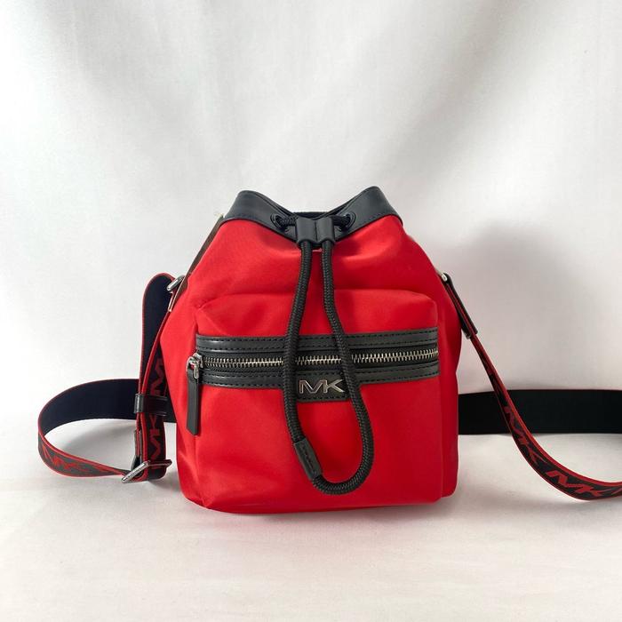 tas wanita mk lautner mini bucket bag bright red vj