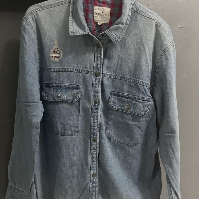 Preloved Kemeja Jeans Mix Flanel American Eagle S Ripped