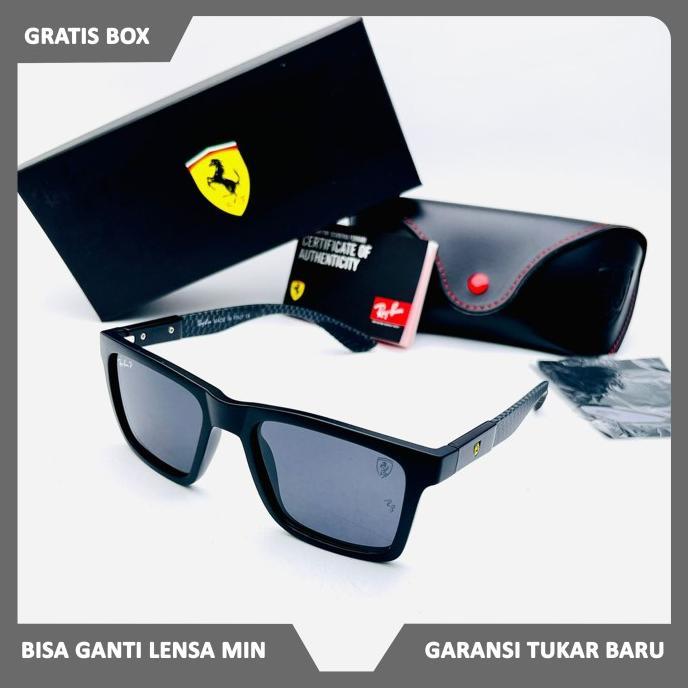 Produk Terbaru New Kacamata Sangglass Rayban006 Ferarri 8342 Kotak Polarized + Uv400 Kacamata Pria K